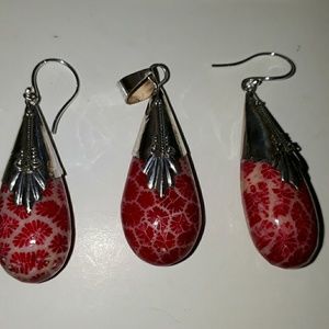 BALI LEGACY SPONGE CORAL EARRINGS/PENDANT SET